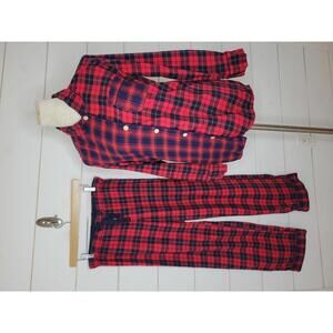 J Crew XS Red & blue plaid (2 style mash up) pajamas top & pants